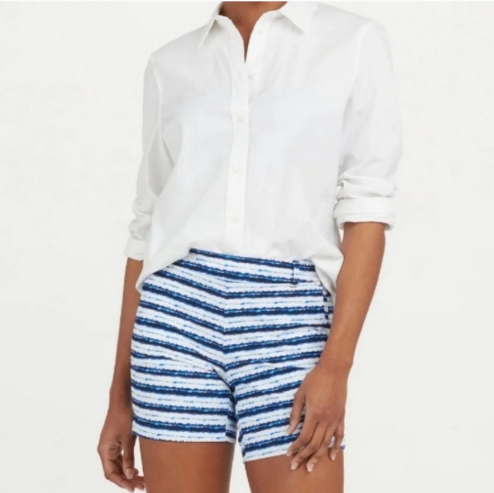 Spanx Sunshine 6" Short Blue Painted Stripe Pull-On Shorts Size XL
